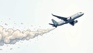 An airplane soaring through a clear blue sky