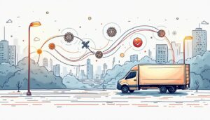 An intricate network of delivery routes and logistics pathways