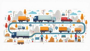 An intricate supply chain diagram that visually represents the key components of ecommerce logistics