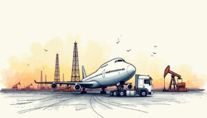 An air freight cargo plane transporting oil and gas equipment