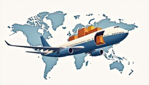An air cargo plane in flight